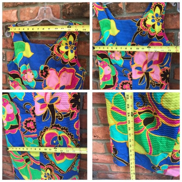 Lilly Pulitzer 100% Cotton Dress Bright Print Sleeveless Zipper Sheath Lined 2 - Picture 11 of 15